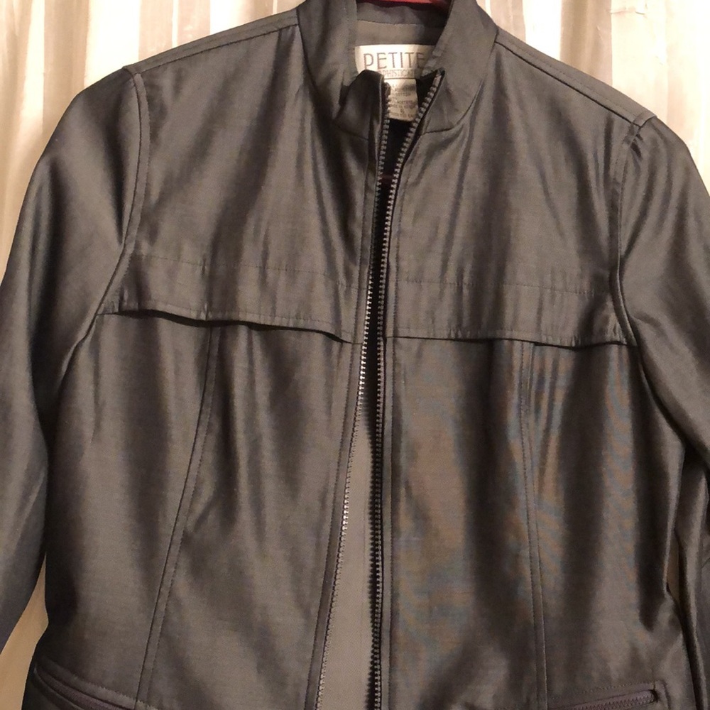 Vintage Petite Sophisticate Satiny Gray Jacket